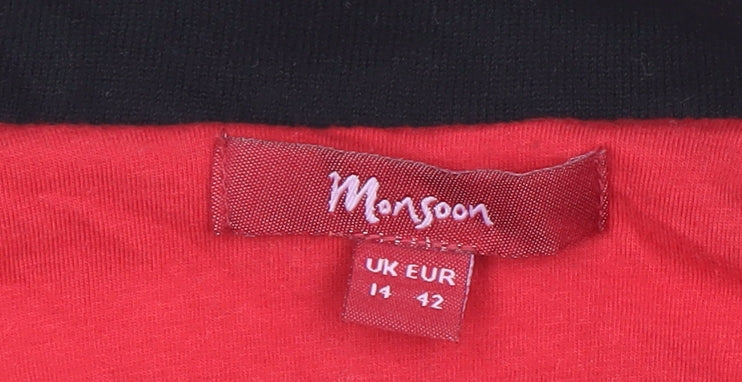 Monsoon Women's Black & White Striped Blazer UK 14 Cotton Blend