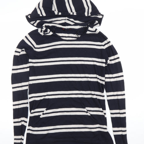 INC International Concepts Women Blue Striped Hooded Jumper Size 8