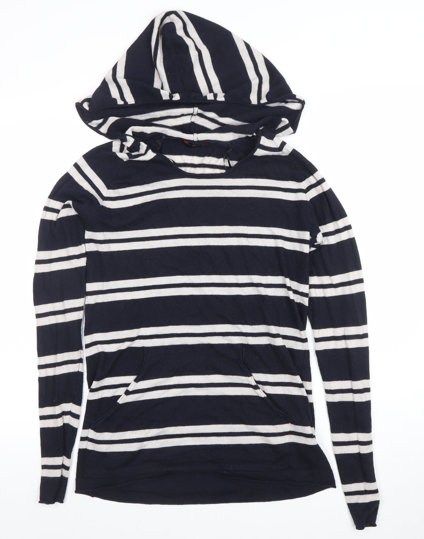 INC International Concepts Women Blue Striped Hooded Jumper Size 8