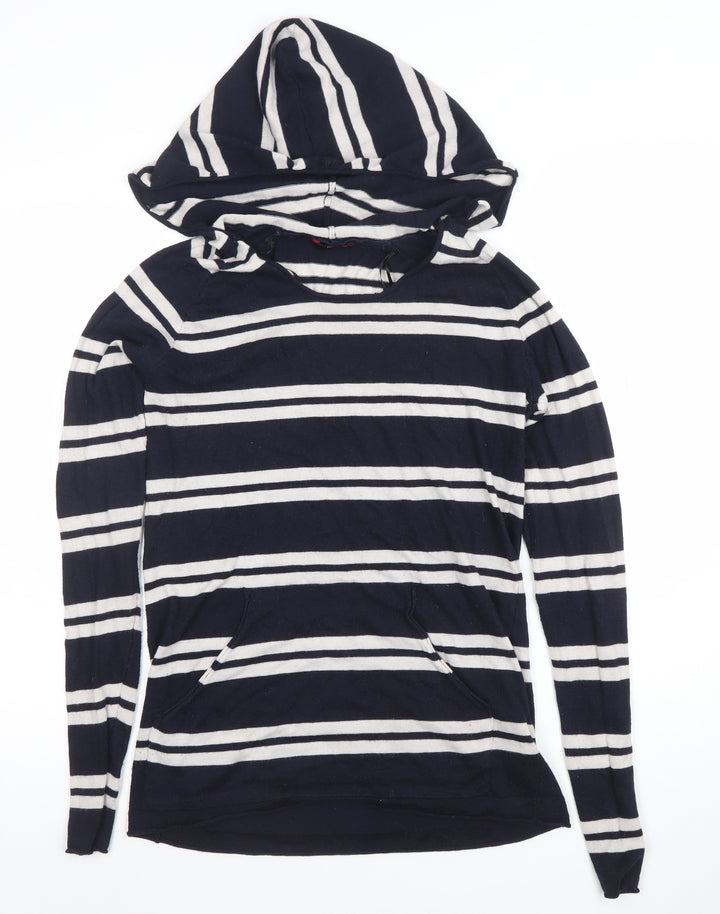 INC International Concepts Women Blue Striped Hooded Jumper Size 8