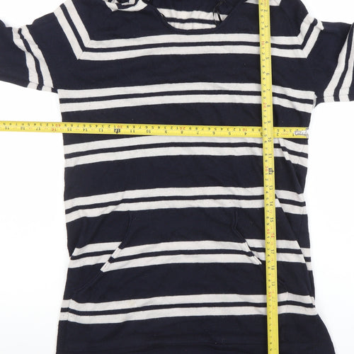 INC International Concepts Women Blue Striped Hooded Jumper Size 8