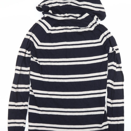 INC International Concepts Women Blue Striped Hooded Jumper Size 8