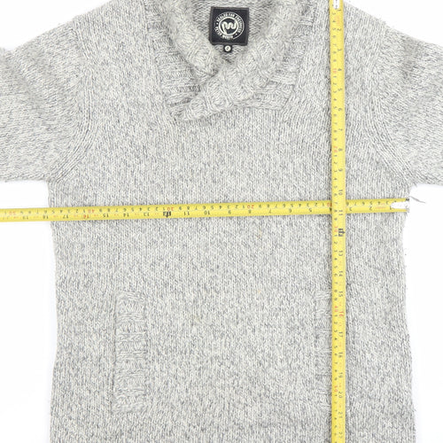 Peter Werth Men's Grey Shawl Neck Cable Knit Jumper Size M