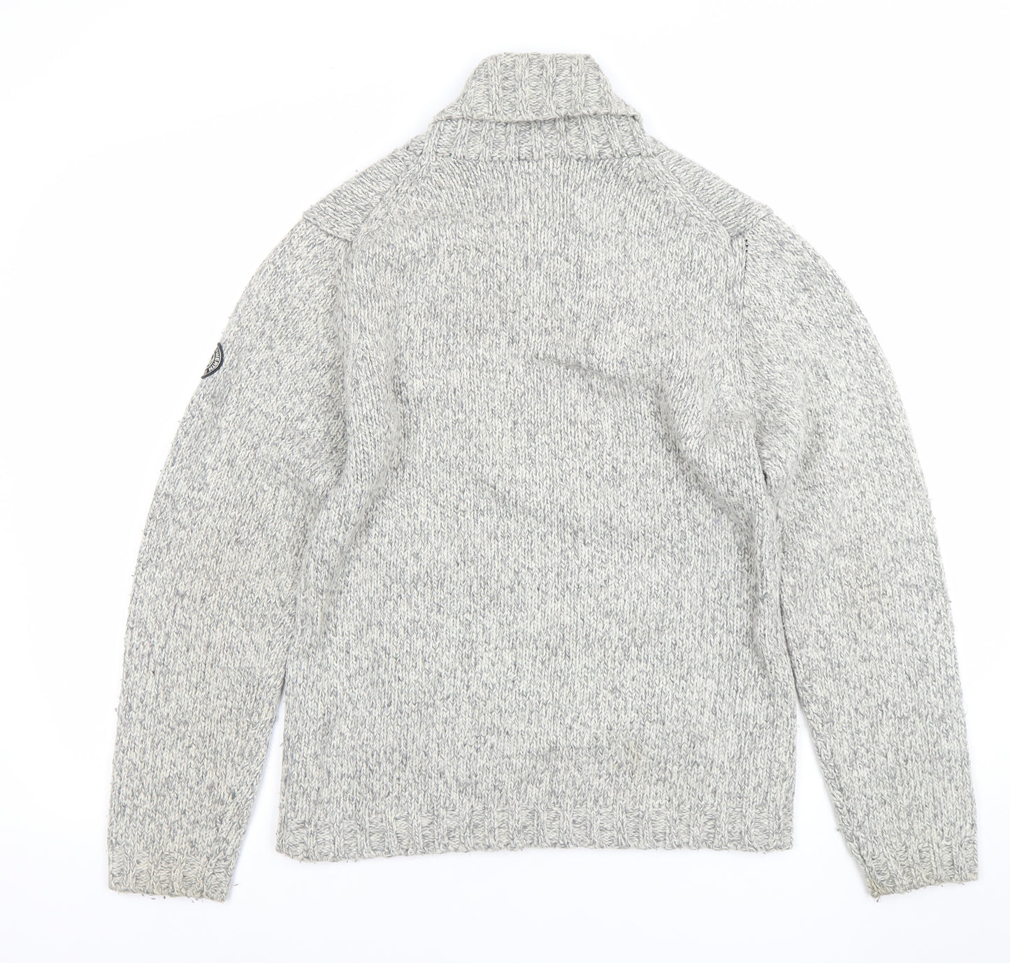 Peter Werth Men's Grey Shawl Neck Cable Knit Jumper Size M