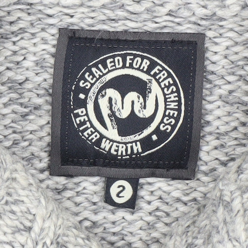 Peter Werth Men's Grey Shawl Neck Cable Knit Jumper Size M