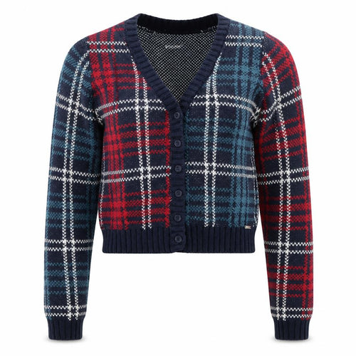 Hollister Womens Multicoloured Check Knit V-Neck Cardigan S