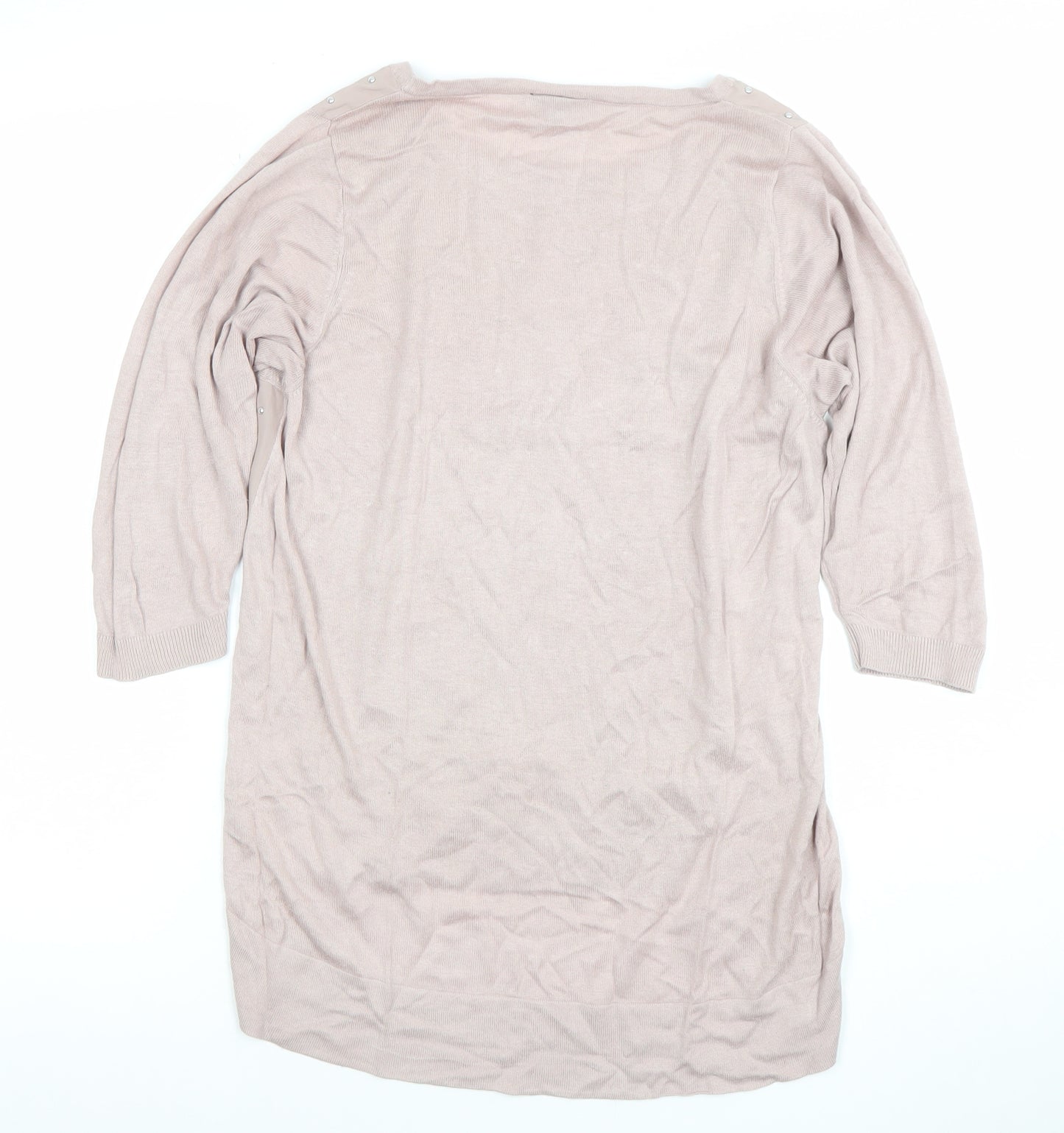 Warehouse Women’s Beige Beaded Tunic Top Size 6 3/4 Sleeve