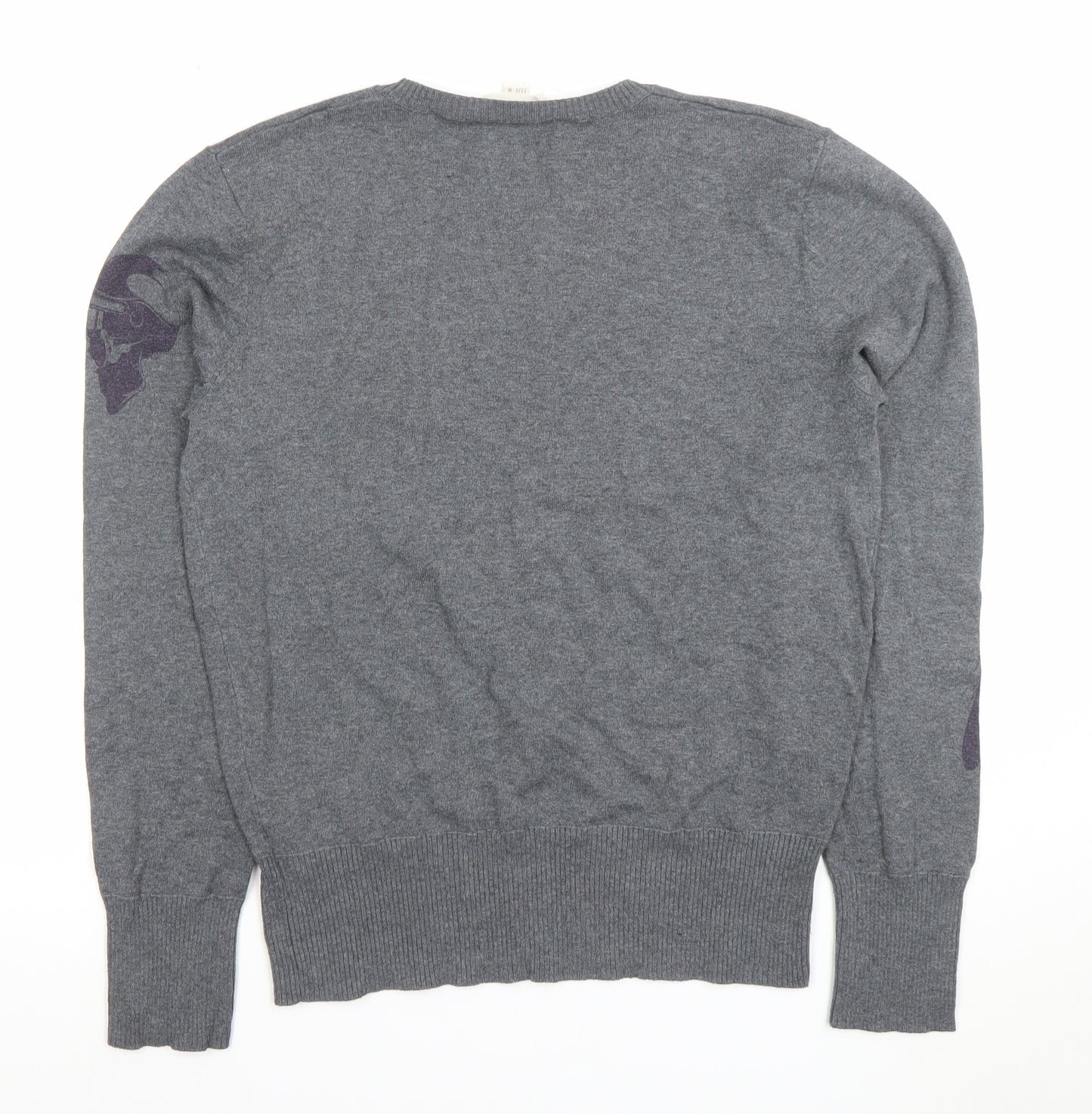 Diesel Men’s Grey Crew Neck Graphic Knit Pullover Jumper Size M