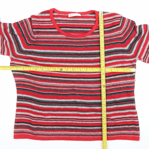 Precis Petite Women's Red Striped Wool Blend 3/4 Sleeve Jumper L