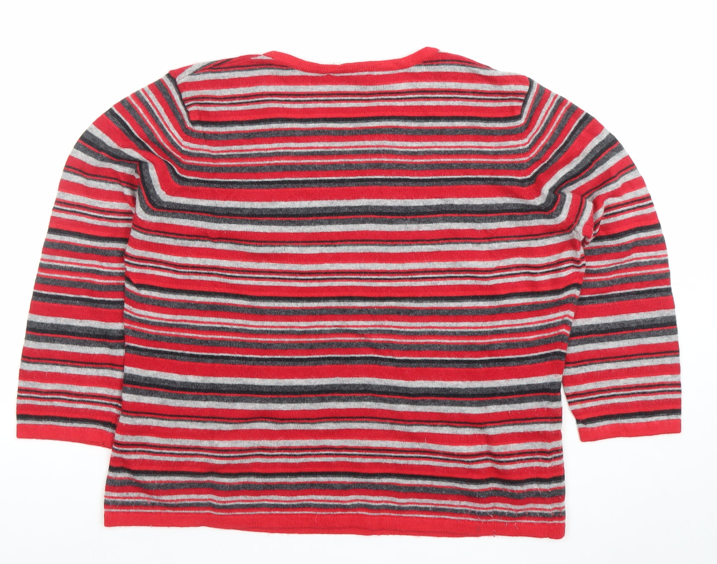 Precis Petite Women's Red Striped Wool Blend 3/4 Sleeve Jumper L