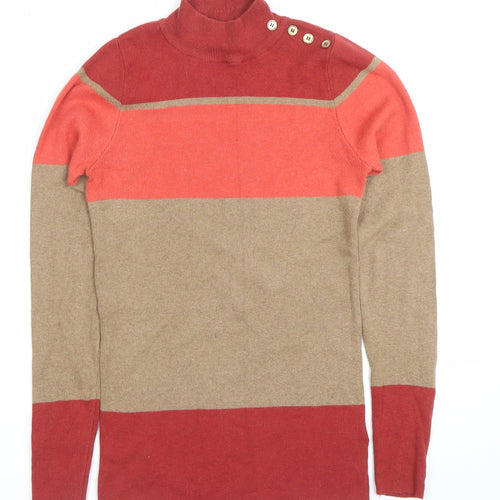 Next Women’s Multicoloured Stripe Roll Neck Jumper Size 8