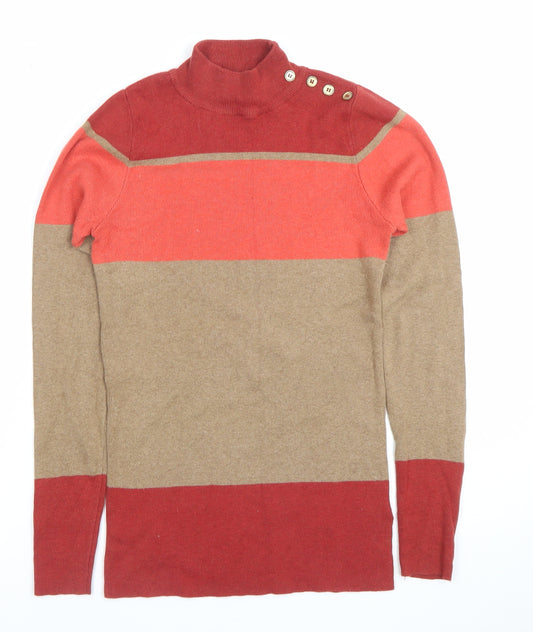 Next Women’s Multicoloured Stripe Roll Neck Jumper Size 8