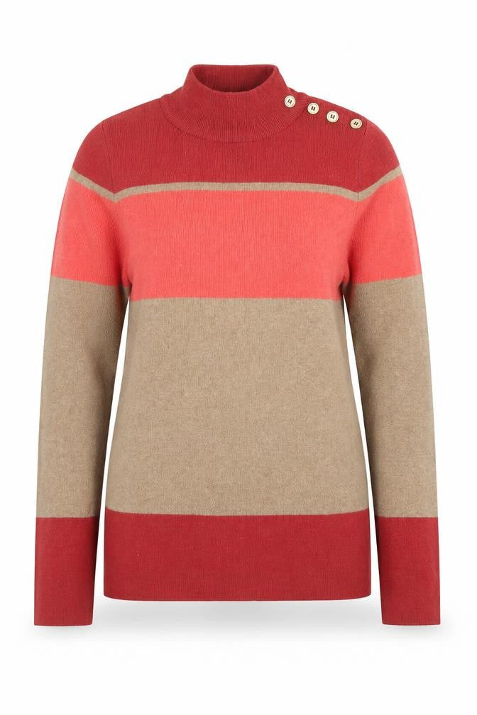 Front view of Next Women’s Multicoloured Stripe Roll Neck Jumper, size UK 8