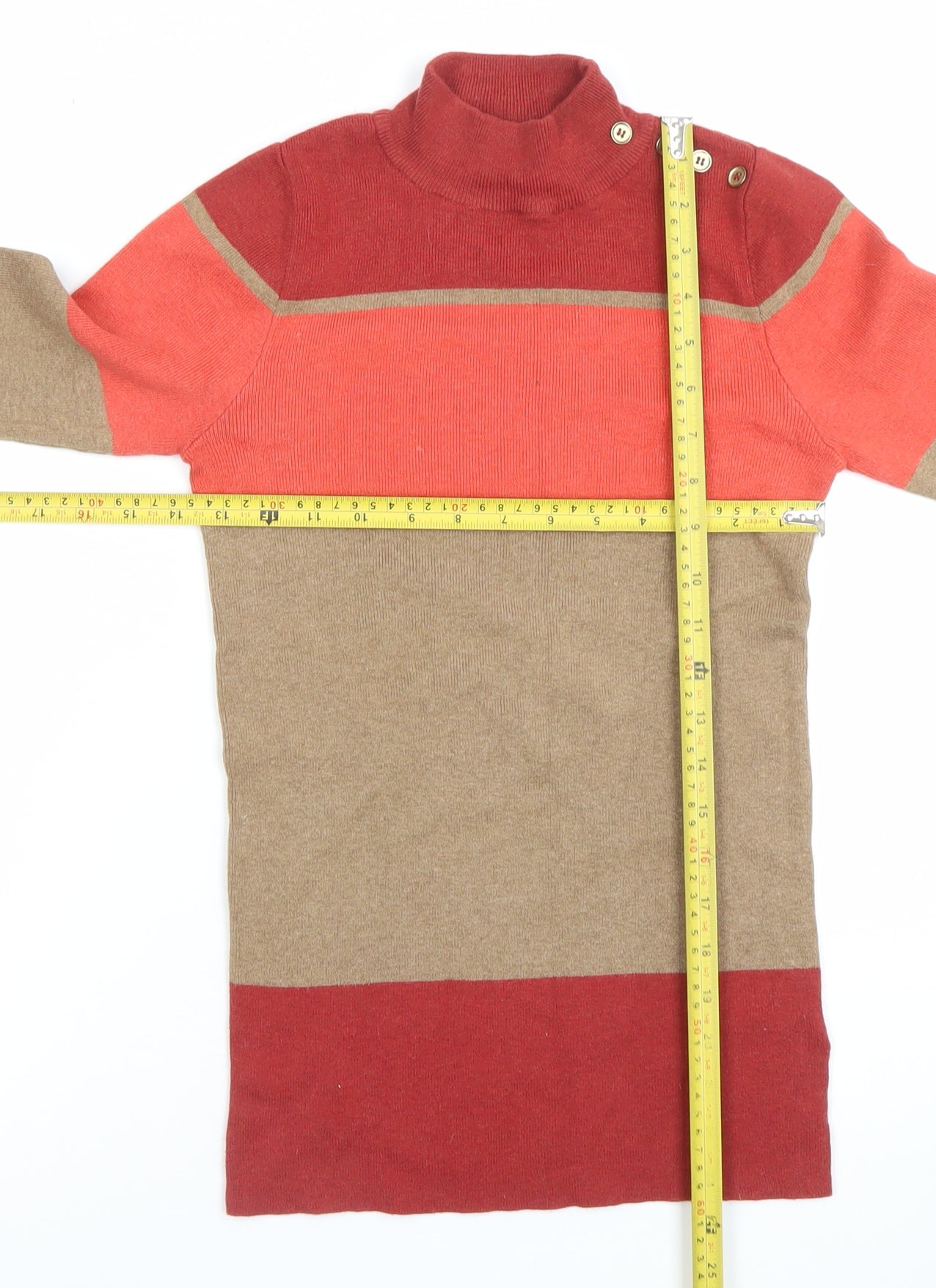 Next Women’s Multicoloured Stripe Roll Neck Jumper Size 8