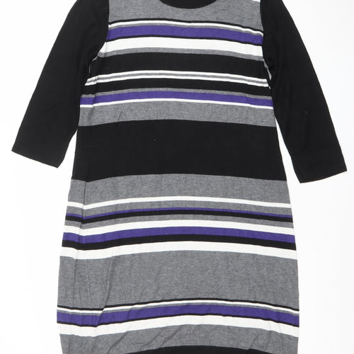 Planet Women’s Black Grey Striped Knit Shift Dress Size L