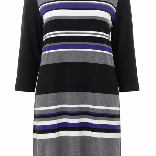 Planet Women’s Black Grey Striped Knit Shift Dress Size L