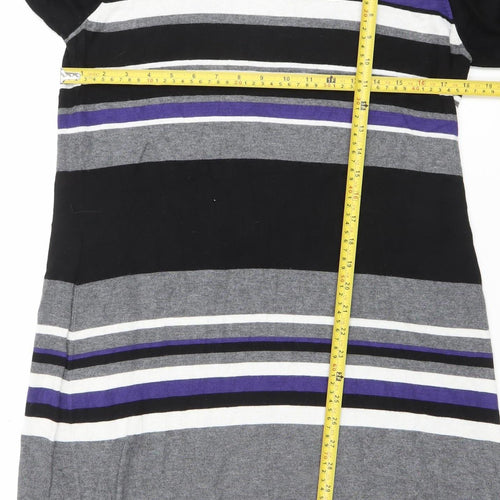 Planet Women’s Black Grey Striped Knit Shift Dress Size L