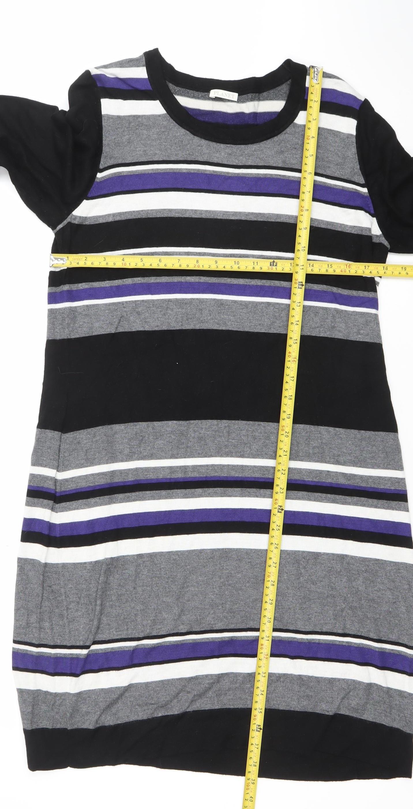 Planet Women’s Black Grey Striped Knit Shift Dress Size L