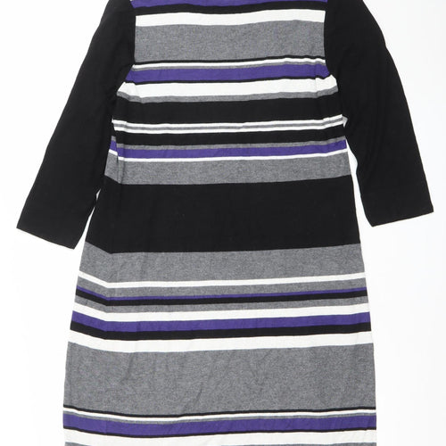 Planet Women’s Black Grey Striped Knit Shift Dress Size L