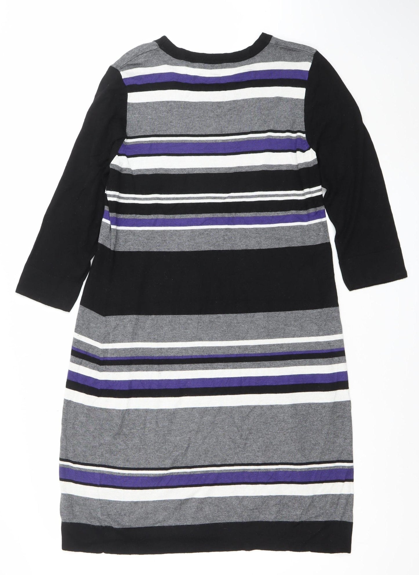 Planet Women’s Black Grey Striped Knit Shift Dress Size L