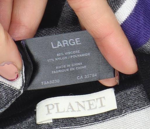 Planet Women’s Black Grey Striped Knit Shift Dress Size L