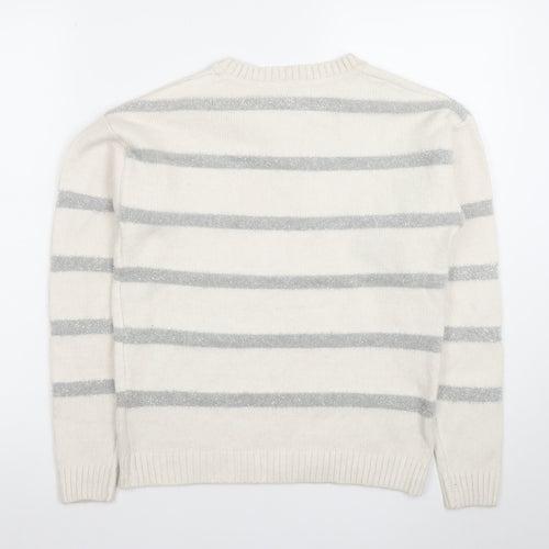 Marks and Spencer Womens Ivory XS Striped Crew Neck Jumper