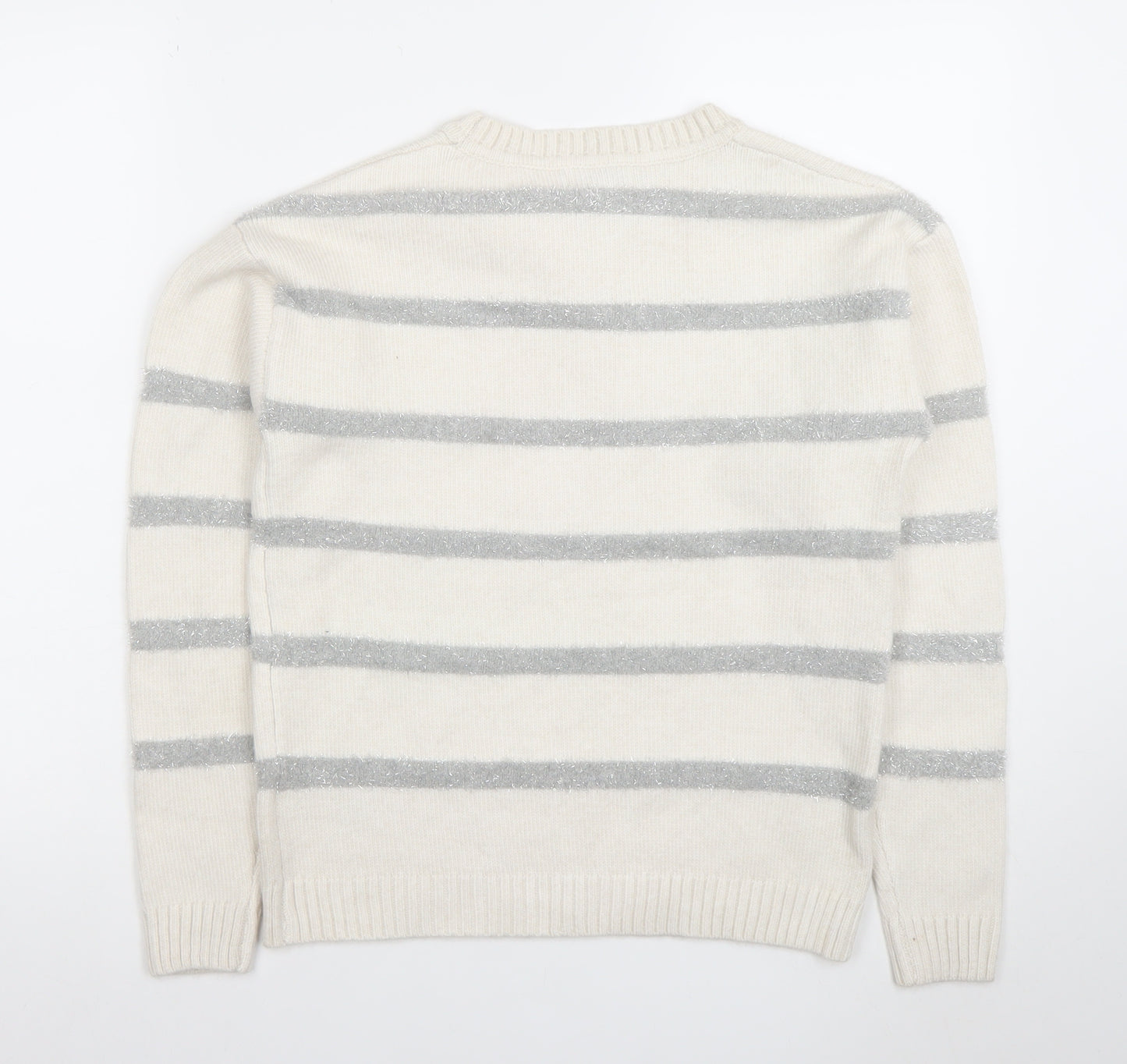 Marks and Spencer Womens Ivory XS Striped Crew Neck Jumper