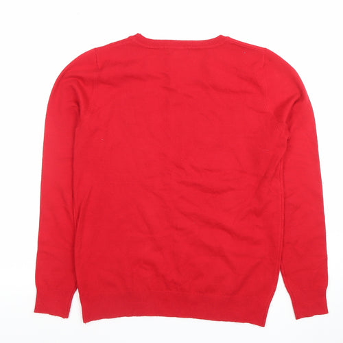 Ellie B Women's Red Sequin Christmas Sloth Jumper Size S