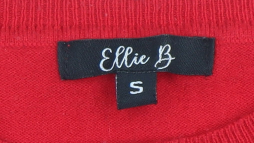 Ellie B Women's Red Sequin Christmas Sloth Jumper Size S