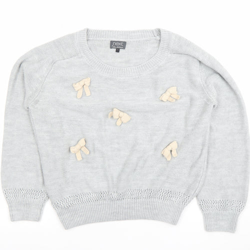 Next Women’s Grey Bow Knit Crew Neck Jumper Size 18