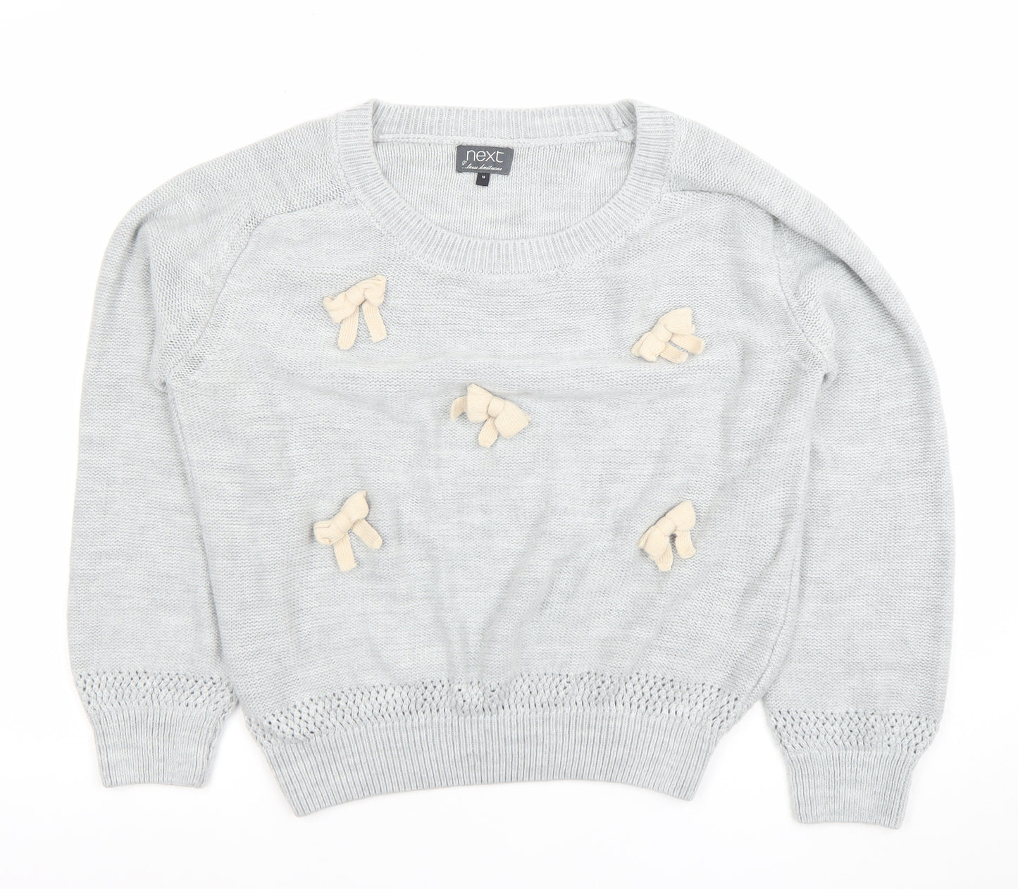 Next Women’s Grey Bow Knit Crew Neck Jumper Size 18