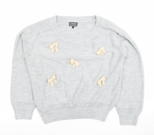 Next Women’s Grey Bow Knit Crew Neck Jumper Size 18