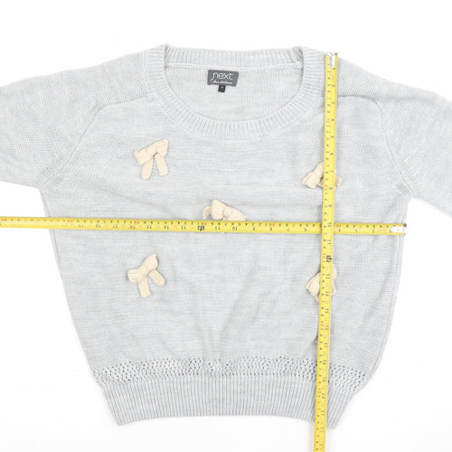Next Women’s Grey Bow Knit Crew Neck Jumper Size 18