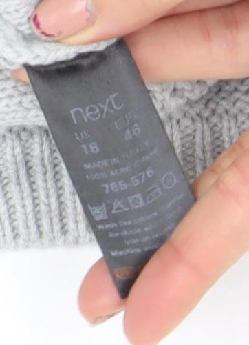 Next Women’s Grey Bow Knit Crew Neck Jumper Size 18