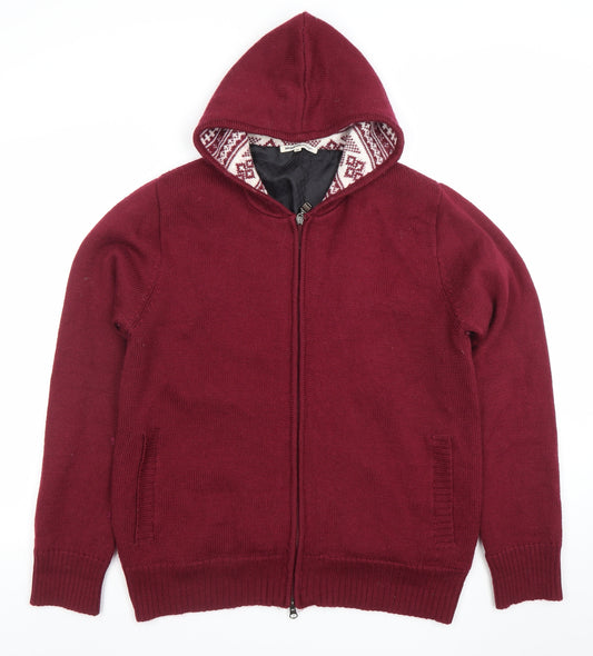 Semantic Design Men's Red Full Zip Knitted Hoodie XL