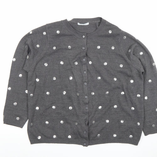 Marks and Spencer Women’s Dark Grey Sequin Button Cardigan Size 18