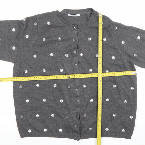 Marks and Spencer Women’s Dark Grey Sequin Button Cardigan Size 18