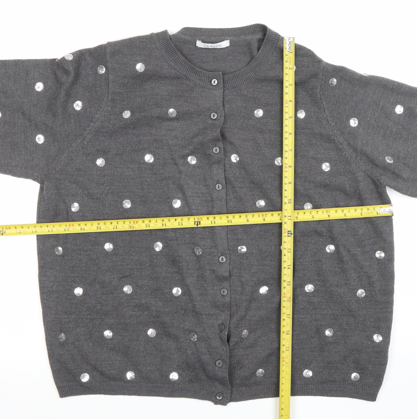 Marks and Spencer Women’s Dark Grey Sequin Button Cardigan Size 18