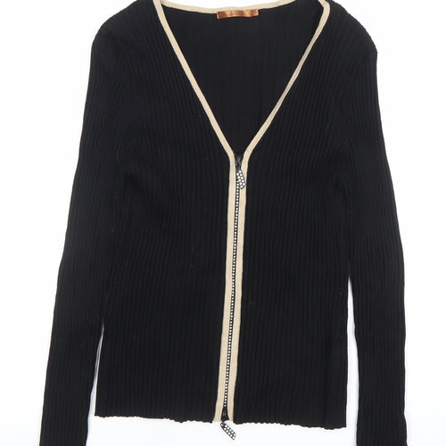 Belldini Women’s Black V-Neck Full Zip Cardigan Size M