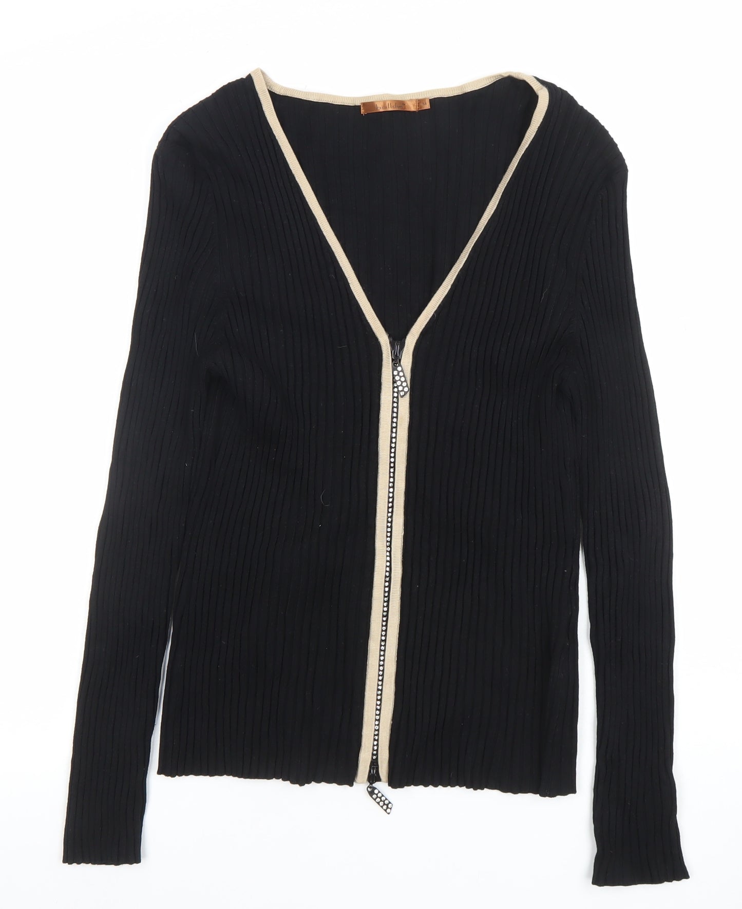 Belldini Women’s Black V-Neck Full Zip Cardigan Size M