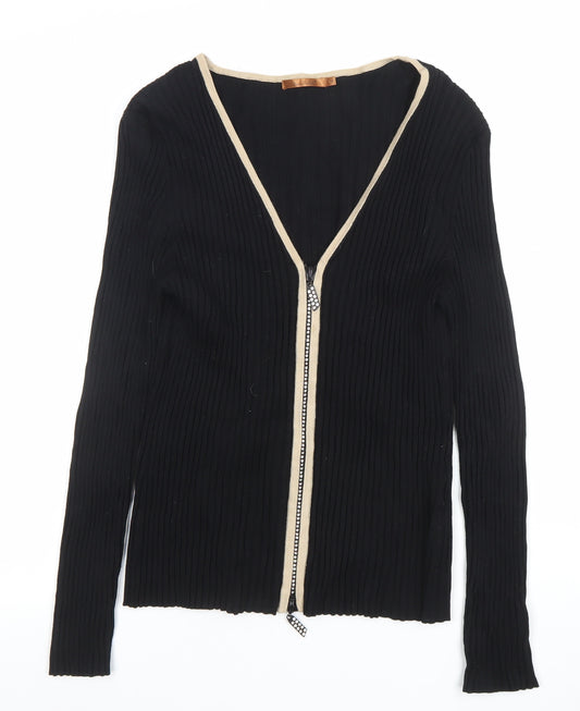 Belldini Women’s Black V-Neck Full Zip Cardigan Size M