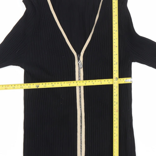 Belldini Women’s Black V-Neck Full Zip Cardigan Size M