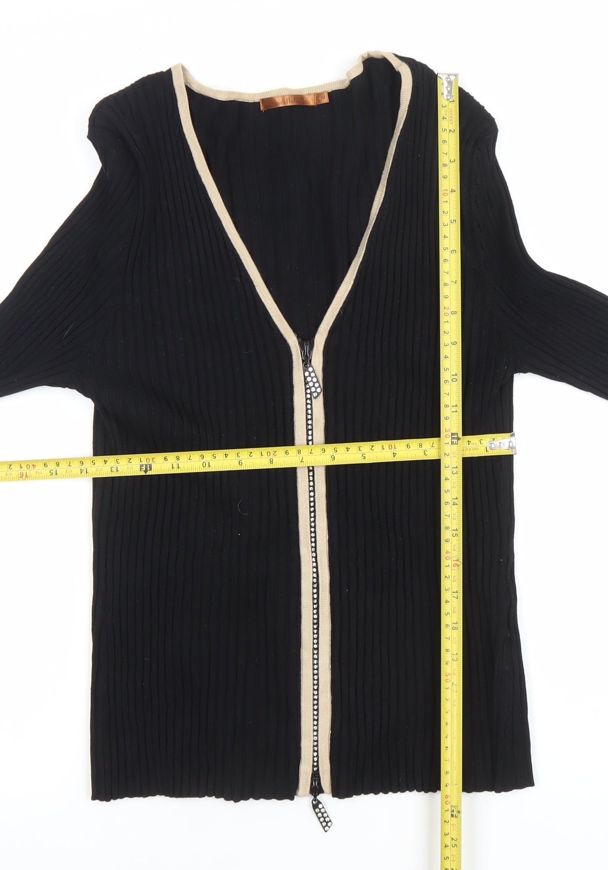 Belldini Women’s Black V-Neck Full Zip Cardigan Size M