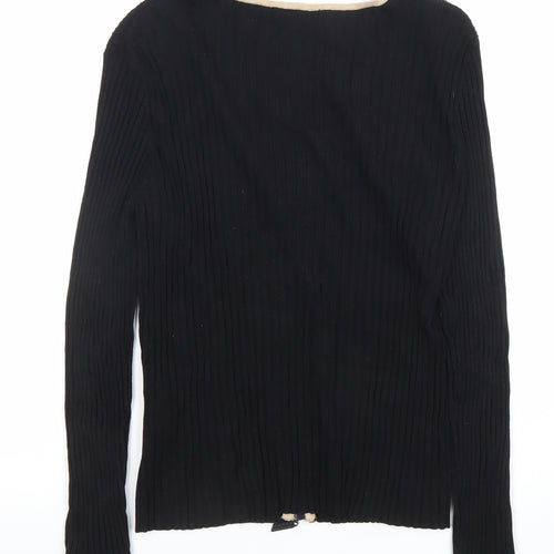 Belldini Women’s Black V-Neck Full Zip Cardigan Size M