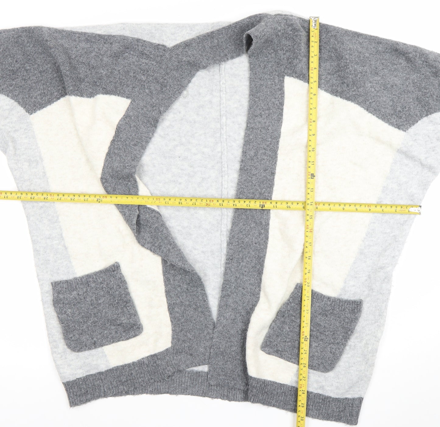 Marks and Spencer Women’s Grey Knit Open Cardigan L Relaxed Fit