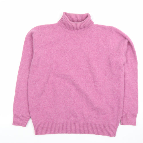 EWM Womens Pink Roll Neck Lambswool Angora Jumper L 18-20
