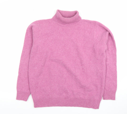 EWM Womens Pink Roll Neck Lambswool Angora Jumper L 18-20