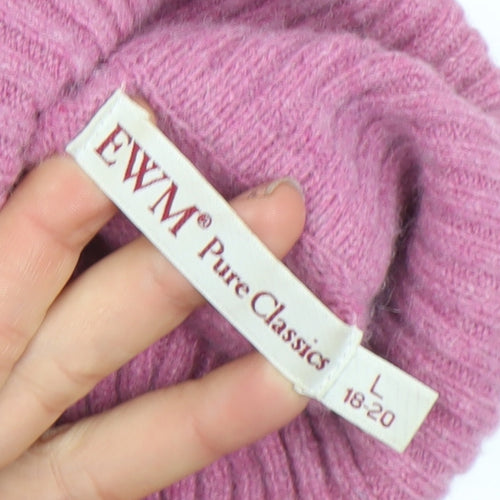 EWM Womens Pink Roll Neck Lambswool Angora Jumper L 18-20