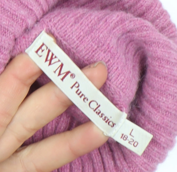 EWM Womens Pink Roll Neck Lambswool Angora Jumper L 18-20