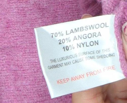 EWM Womens Pink Roll Neck Lambswool Angora Jumper L 18-20